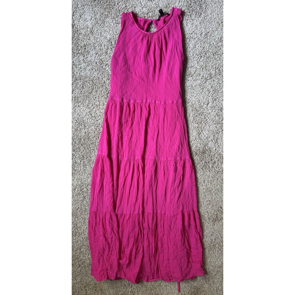 Banana Republic Women’s Pink Solid Maxi Dress Scoop Neck Sleeveless Size S